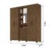 Guarda Roupa Casal 4 portas com espelho e 3 gavetas Eldorado - Castanho Wood