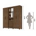 Guarda Roupa Casal 4 portas com espelho e 3 gavetas Eldorado - Castanho Wood