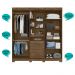 Guarda Roupa Casal 4 portas com espelho e 3 gavetas Eldorado - Castanho Wood