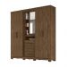Guarda Roupa Casal 4 portas com espelho e 3 gavetas Eldorado - Castanho Wood