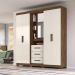 Guarda Roupa Casal 4 portas com espelho e 3 gavetas Eldorado - Castanho Wood / Baunilha