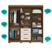 Guarda Roupa Casal 4 portas com espelho e 3 gavetas Eldorado - Castanho Wood / Baunilha