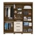 Guarda Roupa Casal 4 portas com espelho e 3 gavetas Eldorado - Castanho Wood / Baunilha