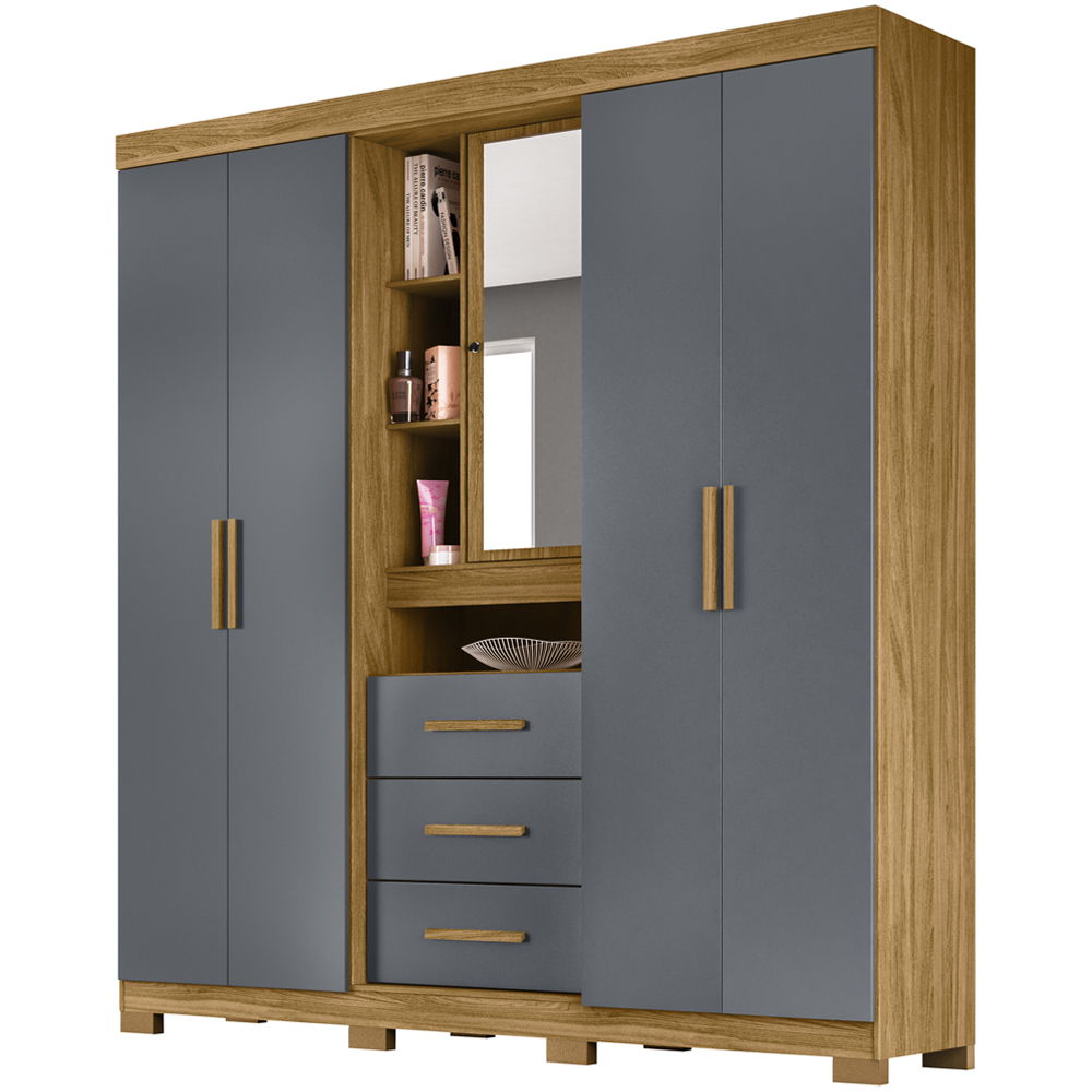 Guarda Roupa Casal 5 Portas 9070 Freijo Cinza Moval