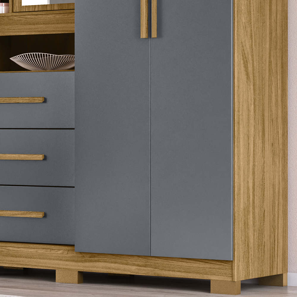 Guarda Roupa Casal 5 Portas 9070 Freijo Cinza Moval