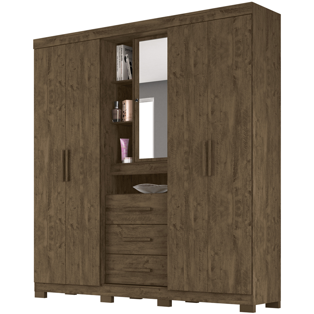 Guarda Roupa Casal 5 Portas 9073 Castanho Wood Moval