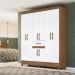 Guarda Roupa Casal 6 Portas 1 gaveta Portugal - Naturale / Branco