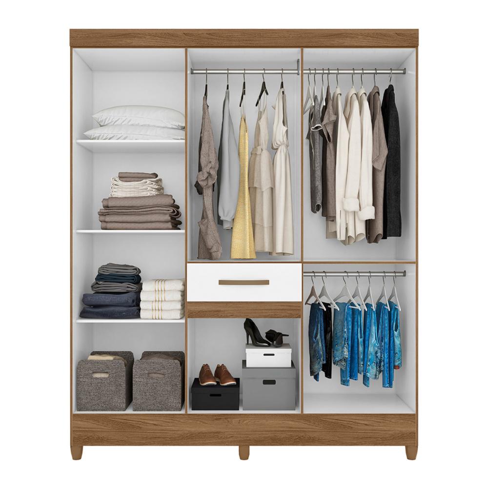 Guarda Roupa Casal 6 Portas 1 gaveta Portugal - Naturale / Branco