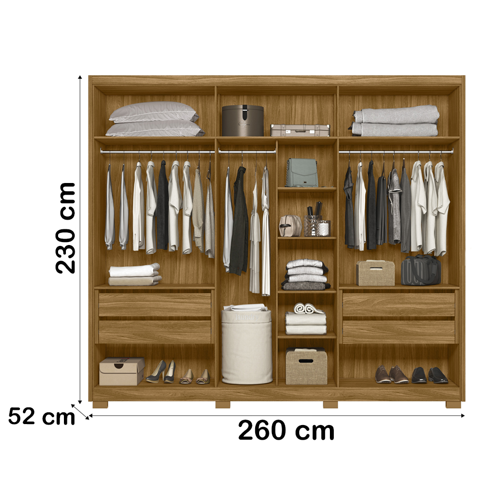 Guarda Roupa Casal 6 Portas 4 Gav 0340 Freijo Off White Moval