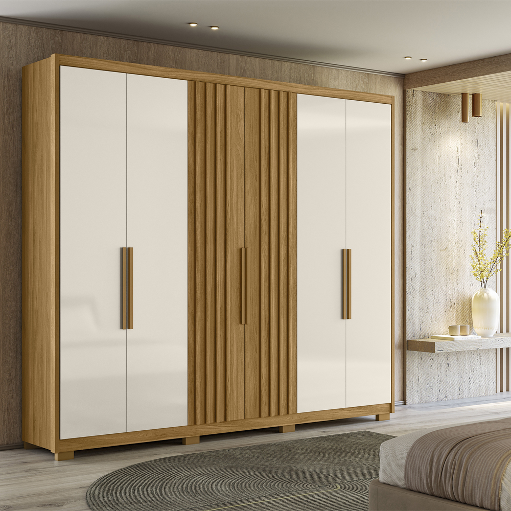 Guarda Roupa Casal 6 Portas 4 Gav 0340 Freijo Off White Moval