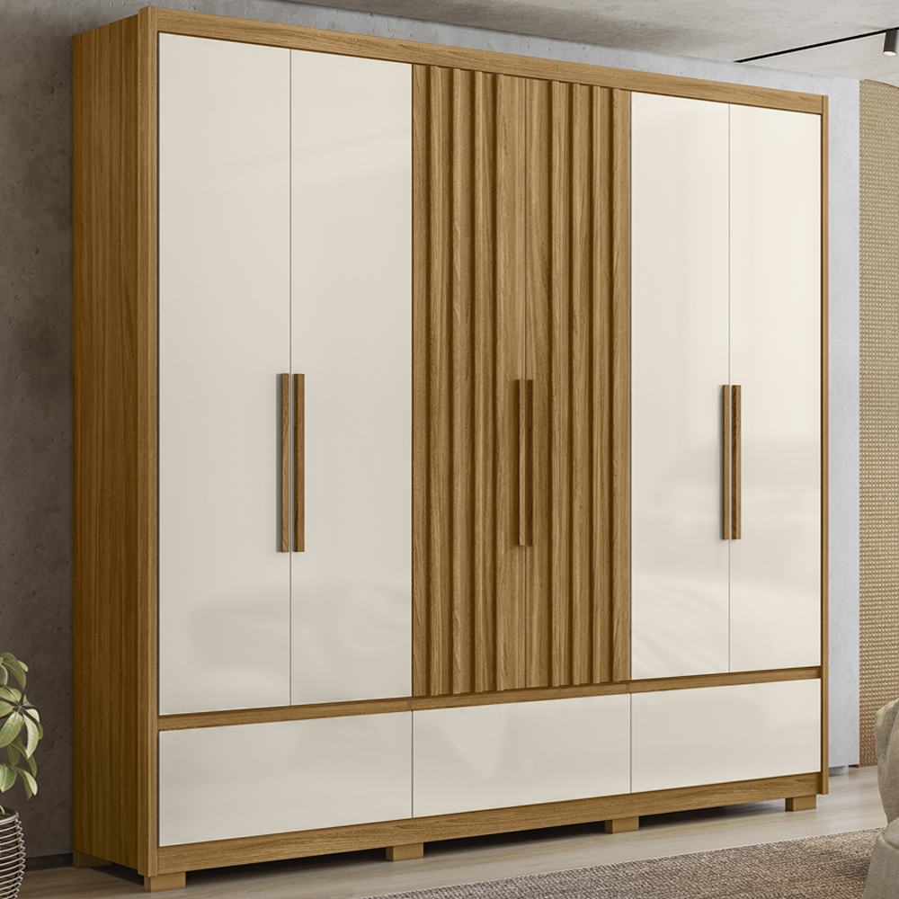 Guarda Roupa Casal 6 Portas 5 Gav 0330 Freijo Off White Moval