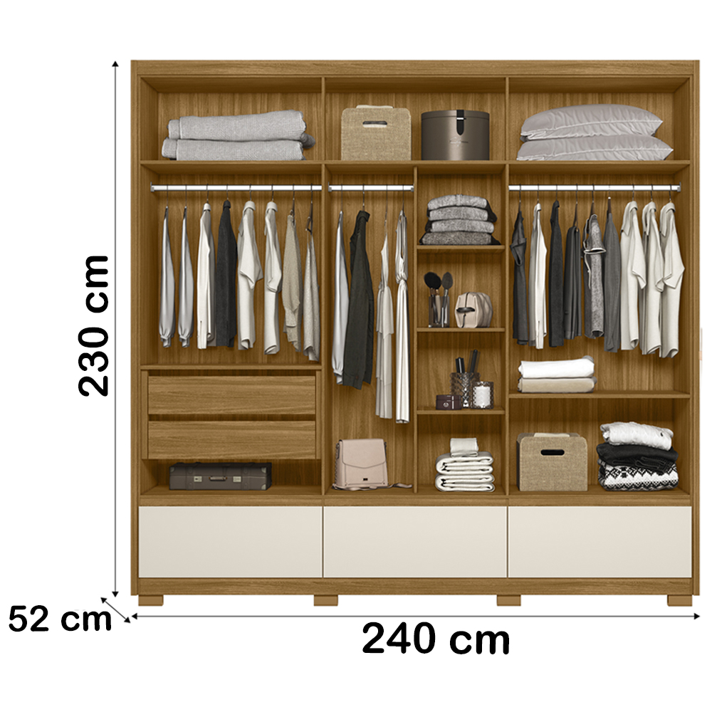 Guarda Roupa Casal 6 Portas 5 Gav 0330 Freijo Off White Moval