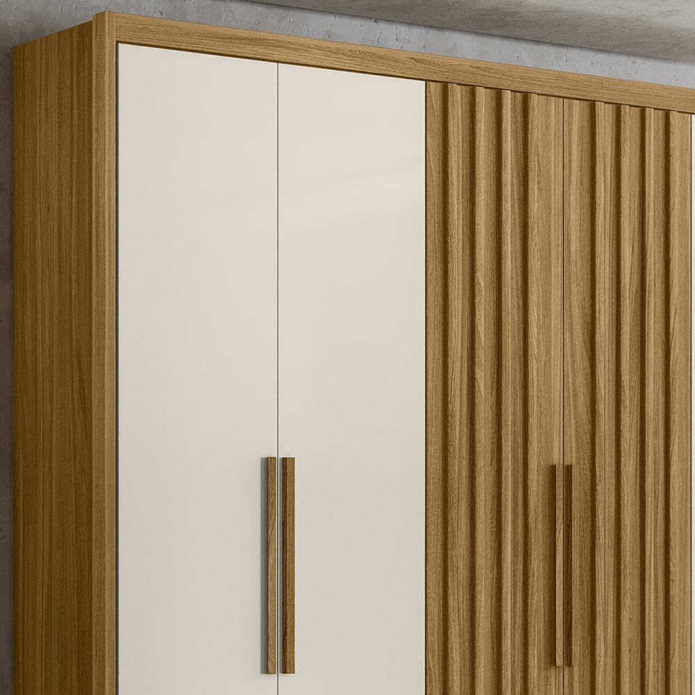 Guarda Roupa Casal 6 Portas 5 Gav 0330 Freijo Off White Moval