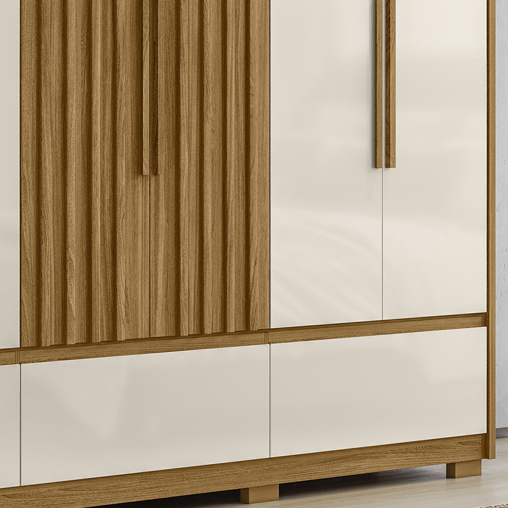 Guarda Roupa Casal 6 Portas 5 Gav 0330 Freijo Off White Moval