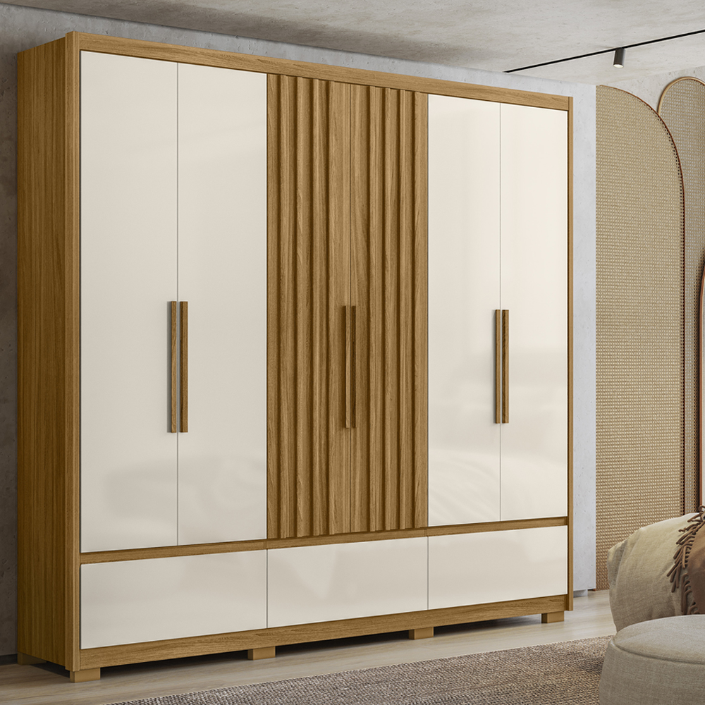 Guarda Roupa Casal 6 Portas 5 Gav 0330 Freijo Off White Moval