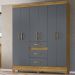 Guarda Roupa Casal 6 Portas 8680 Freijo Cinza Moval