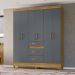 Guarda Roupa Casal 6 Portas 8680 Freijo Cinza Moval