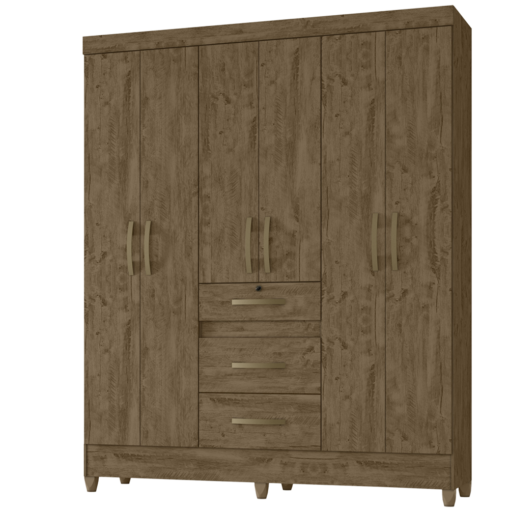 Guarda Roupa Casal 6 Portas 8683 Castanho Wood Moval