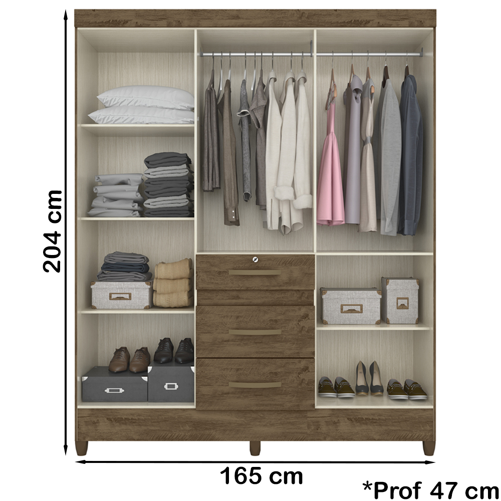 Guarda Roupa Casal 6 Portas 8683 Castanho Wood Moval