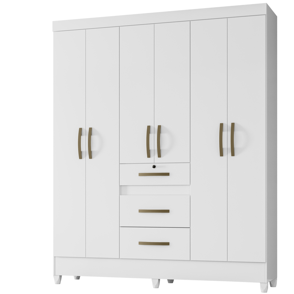 Guarda Roupa Casal 6 Portas 8684 Branco Moval