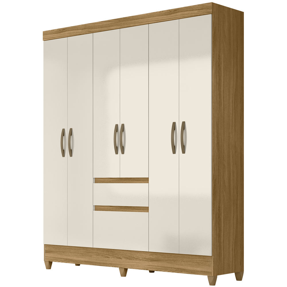 Guarda Roupa Casal 6 Portas 8990 Freijo Off White Moval