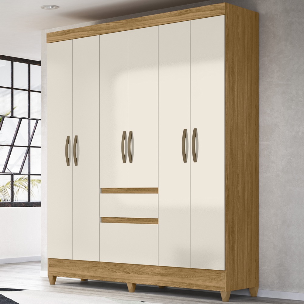 Guarda Roupa Casal 6 Portas 8990 Freijo Off White Moval