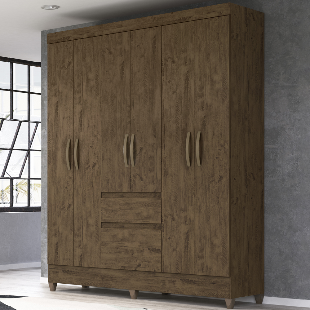 Guarda Roupa Casal 6 Portas 8993 Castanho Wood Moval