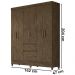 Guarda Roupa Casal 6 Portas 8993 Castanho Wood Moval