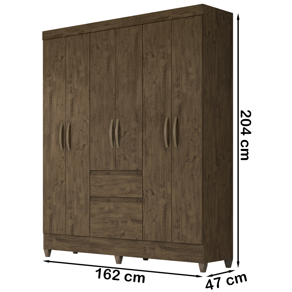 Guarda Roupa Casal 6 Portas 8993 Castanho Wood Moval
