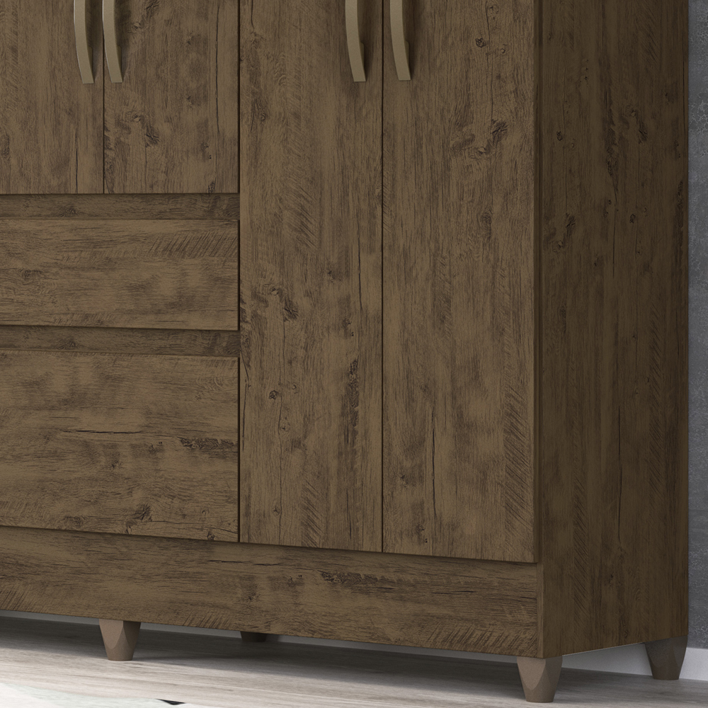 Guarda Roupa Casal 6 Portas 8993 Castanho Wood Moval