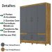 Guarda Roupa Casal 6 Portas 9120 Freijo Cinza Moval