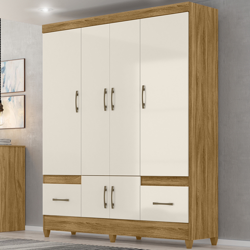 Guarda Roupa Casal 6 Portas 9120 Freijo Off White Moval