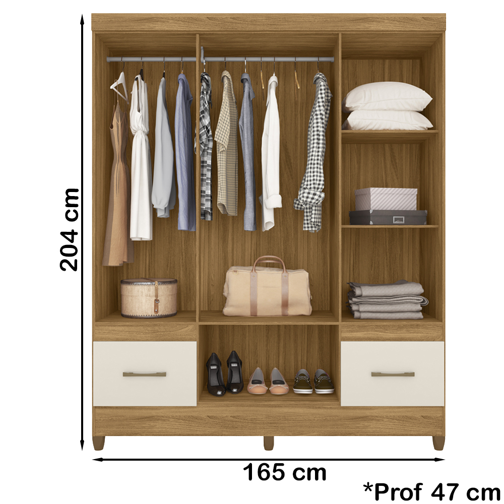 Guarda Roupa Casal 6 Portas 9120 Freijo Off White Moval
