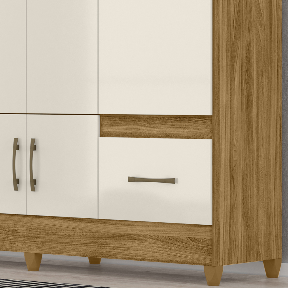 Guarda Roupa Casal 6 Portas 9120 Freijo Off White Moval