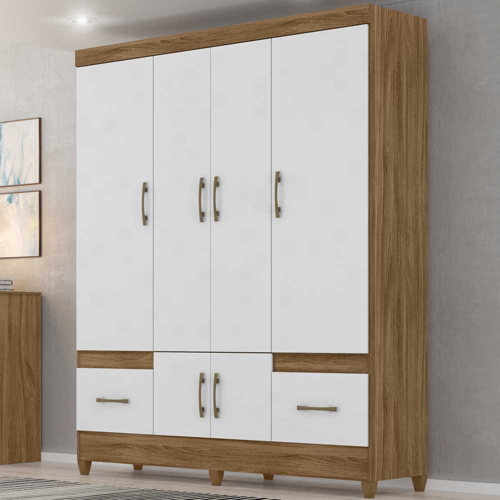 Guarda Roupa Casal 6 Portas 9120 Naturale Branco Moval