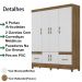 Guarda Roupa Casal 6 Portas 9120 Naturale Branco Moval