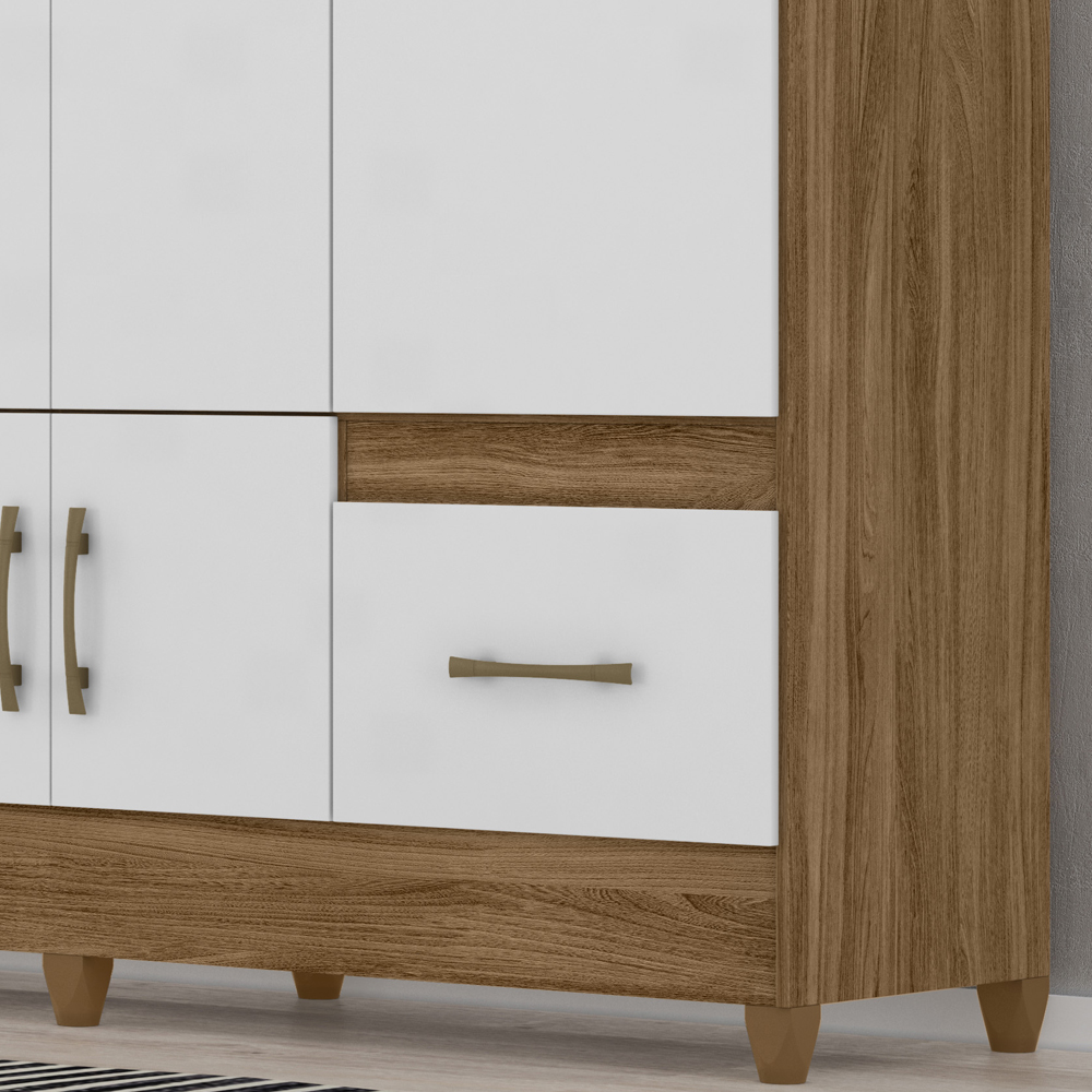 Guarda Roupa Casal 6 Portas 9120 Naturale Branco Moval