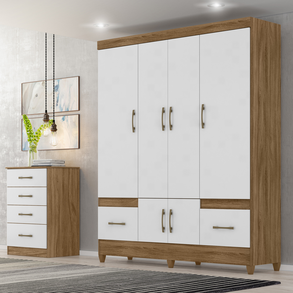 Guarda Roupa Casal 6 Portas 9120 Naturale Branco Moval