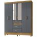 Guarda Roupa Casal 6 Portas Com Espelho 8680 Freijo Cinza Moval