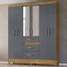 Guarda Roupa Casal 6 Portas Com Espelho 8680 Freijo Cinza Moval