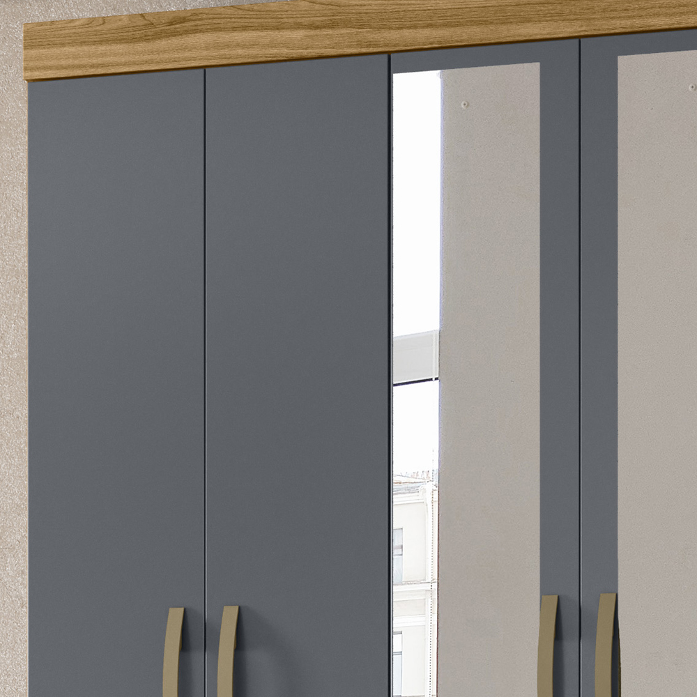 Guarda Roupa Casal 6 Portas Com Espelho 8680 Freijo Cinza Moval