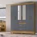 Guarda Roupa Casal 6 Portas Com Espelho 8680 Freijo Cinza Moval