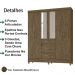 Guarda Roupa Casal 6 Portas Com Espelho 8683 Castanho Wood Moval