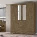 Guarda Roupa Casal 6 Portas Com Espelho 8683 Castanho Wood Moval