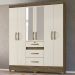 Guarda Roupa Casal 6 Portas Com Espelho 8683 Castanho Wood Off White Moval