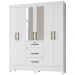 Guarda Roupa Casal 6 Portas Com Espelho 8684 Branco Moval
