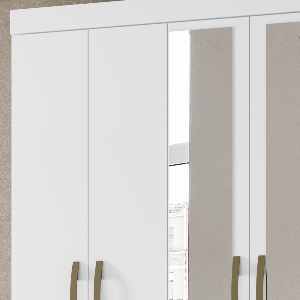 Guarda Roupa Casal 6 Portas Com Espelho 8684 Branco Moval