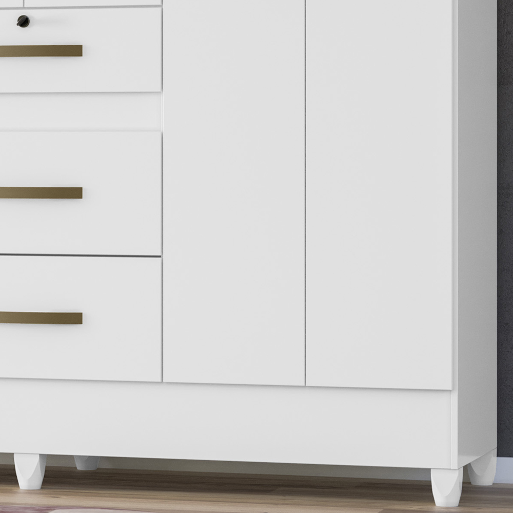 Guarda Roupa Casal 6 Portas Com Espelho 8684 Branco Moval