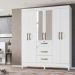 Guarda Roupa Casal 6 Portas Com Espelho 8684 Branco Moval