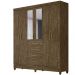 Guarda Roupa Casal 6 Portas Com Espelho 8963 Castanho Wood Moval